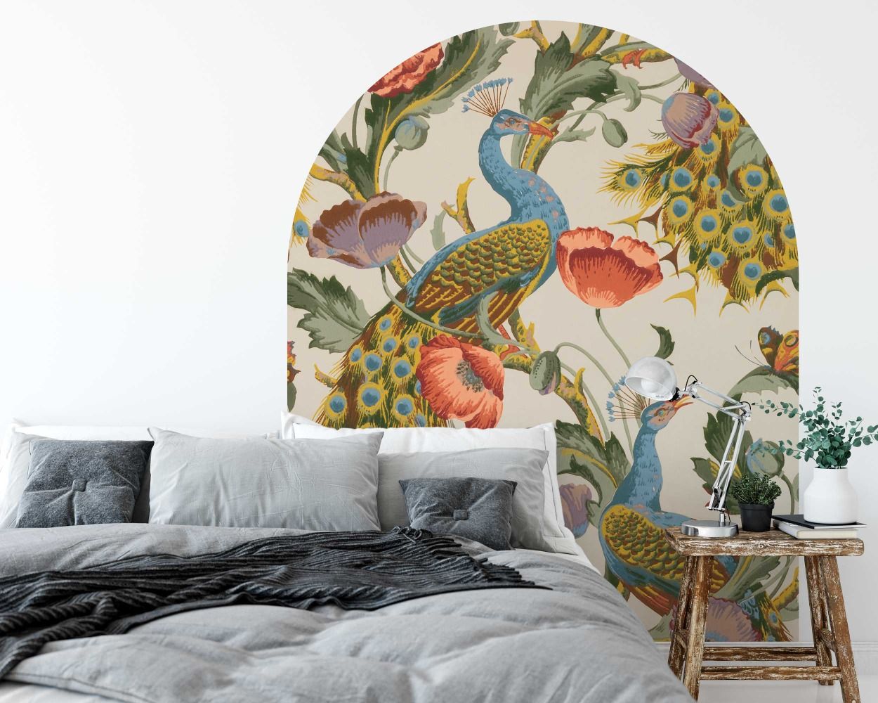 Best Beautiful Peacock and Flowers in Arch Wall Stickers for Bedroom Decor