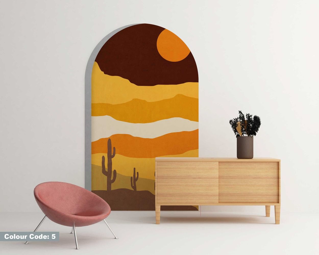 Cactus In The Desert With Moon Arch Beautiful Wall Stickers