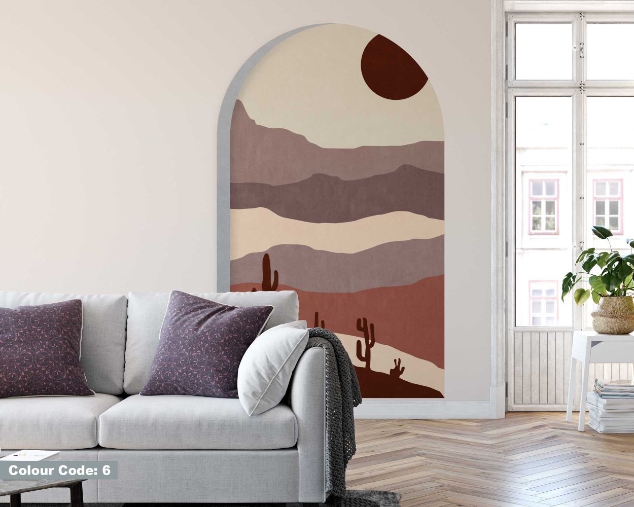 Cactus In The Desert With Moon Arch Beautiful Wall Decals