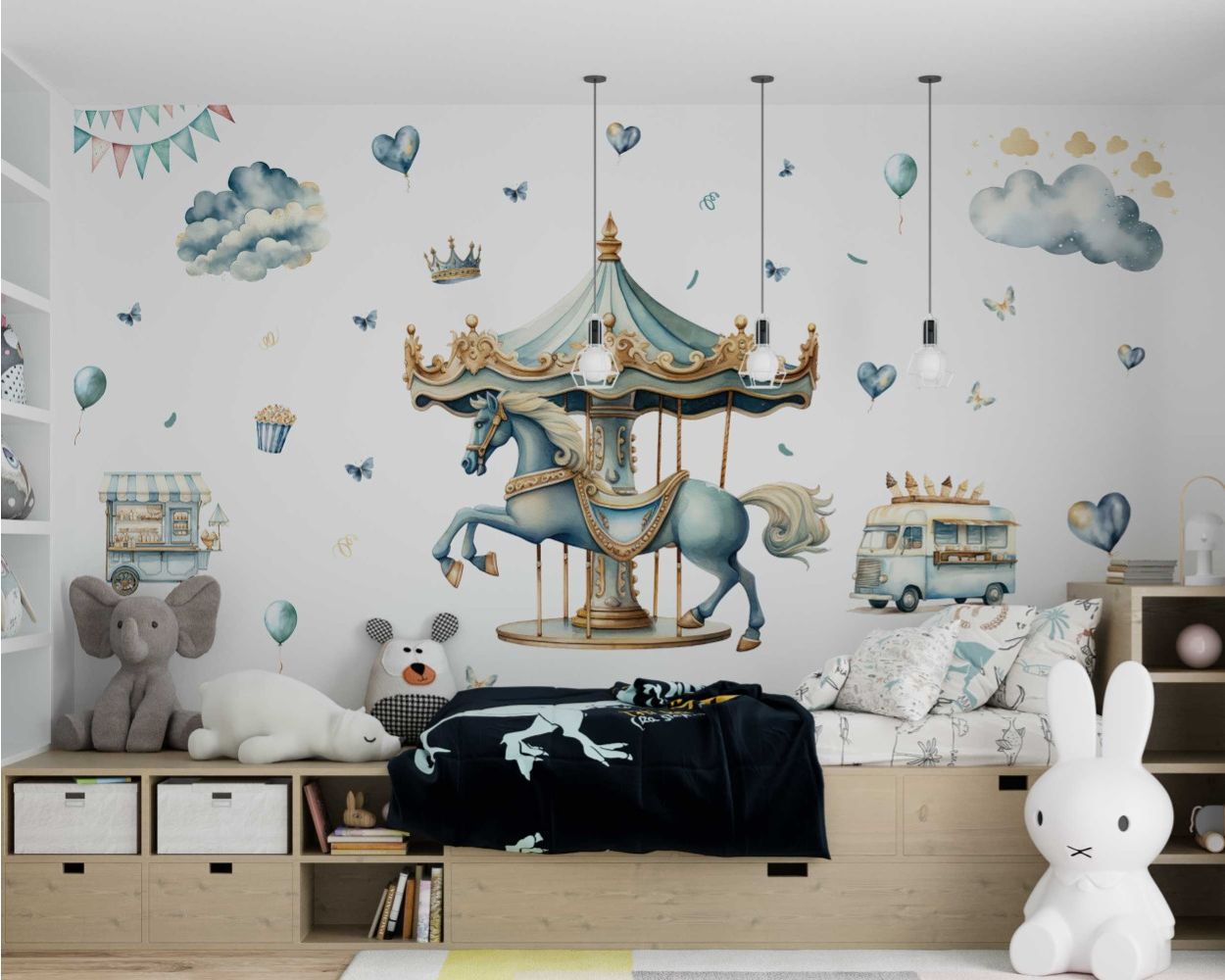 Best Beautiful Carousel With Horse And Van Vinyl Wall Stickers