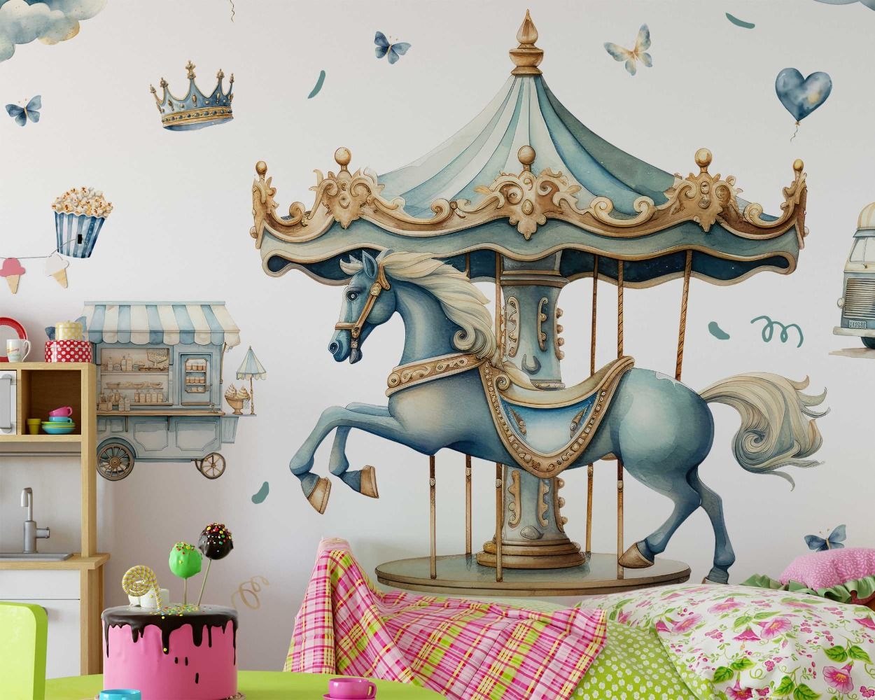 Best Beautiful Carousel With Horse And Van Vinyl Wall Decals