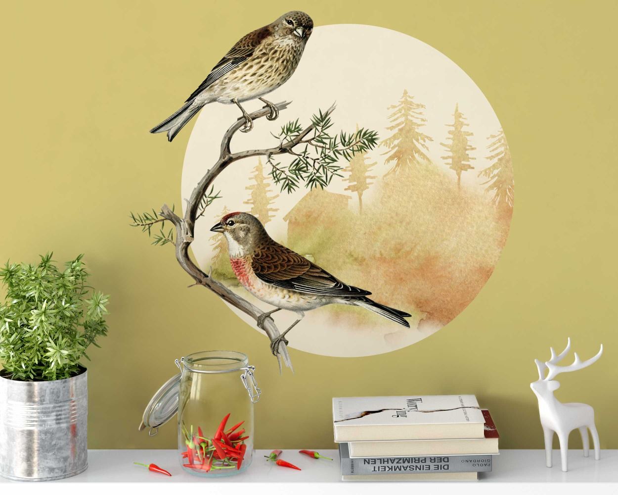 Best Beautiful Common Linnet Birds Wall Stickers