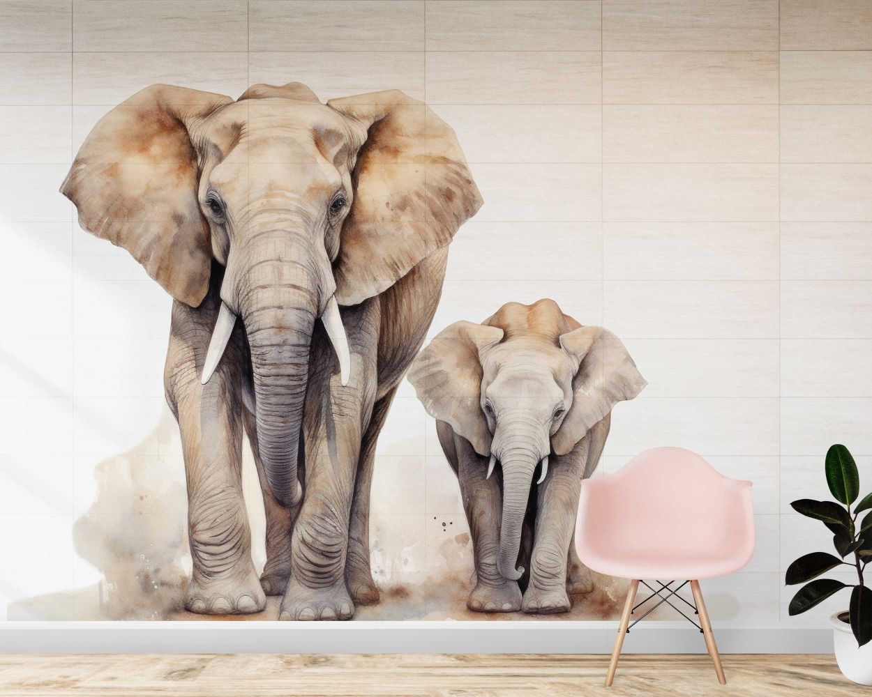Best Beautiful Elephant And Baby Elephant Vinyl Wall Decals For Nursery Decor 