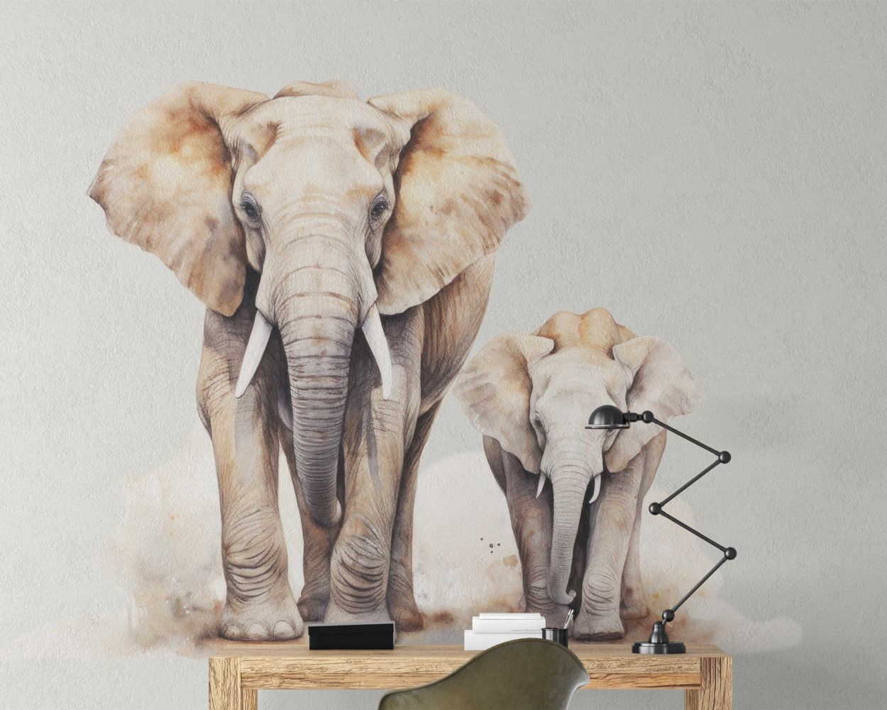Best Beautiful Elephant And Baby Elephant Vinyl Wall Decals