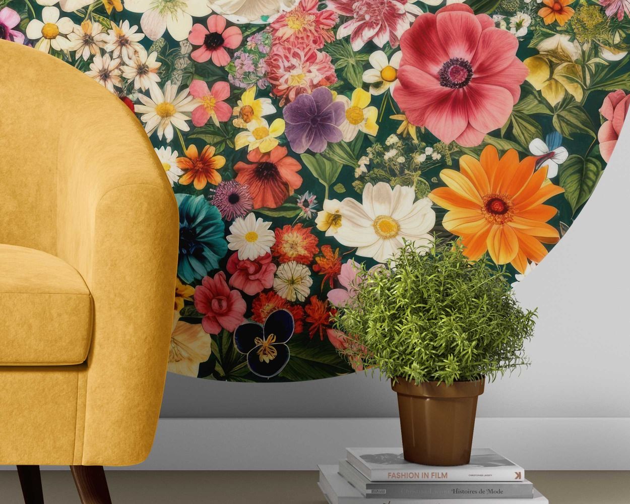 Best Beautiful Romantic Colorful Circle Floral Wall Decals