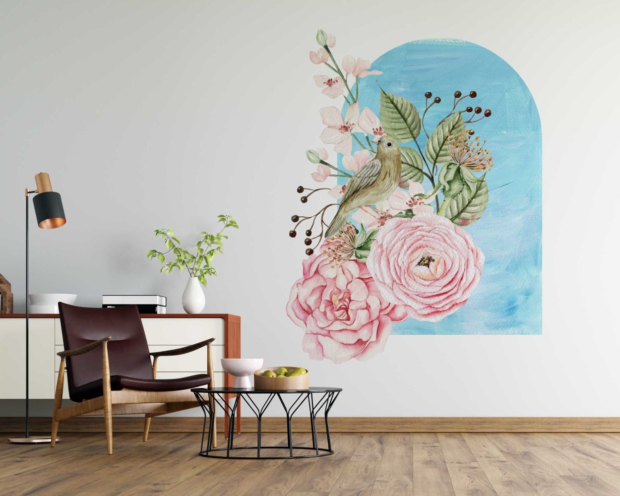 Best Beautiful Flowers With Arch Vinyl Wall Decals For Bedroom Decor 