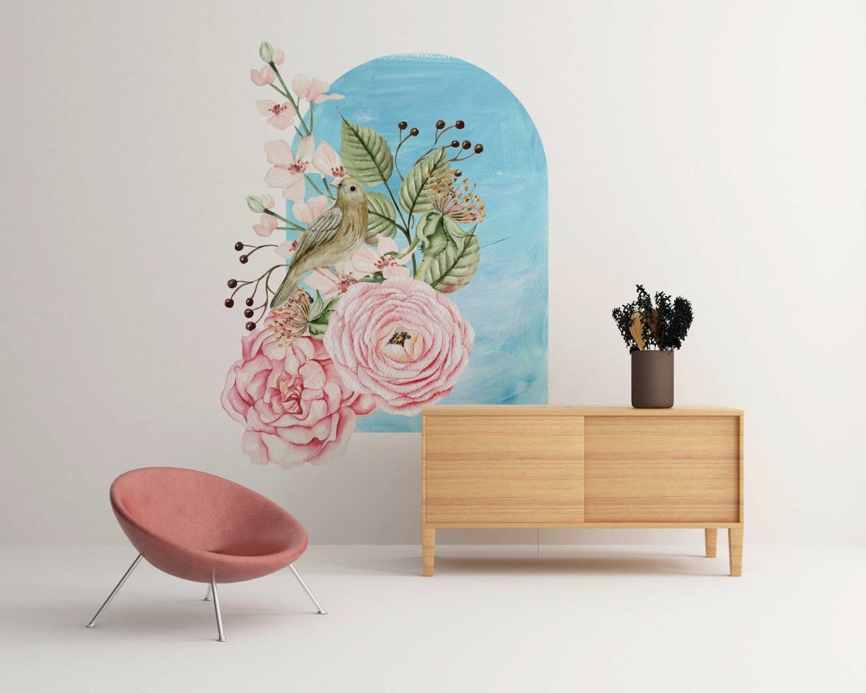 Best Beautiful Flowers With Arch Vinyl Wall Stickers