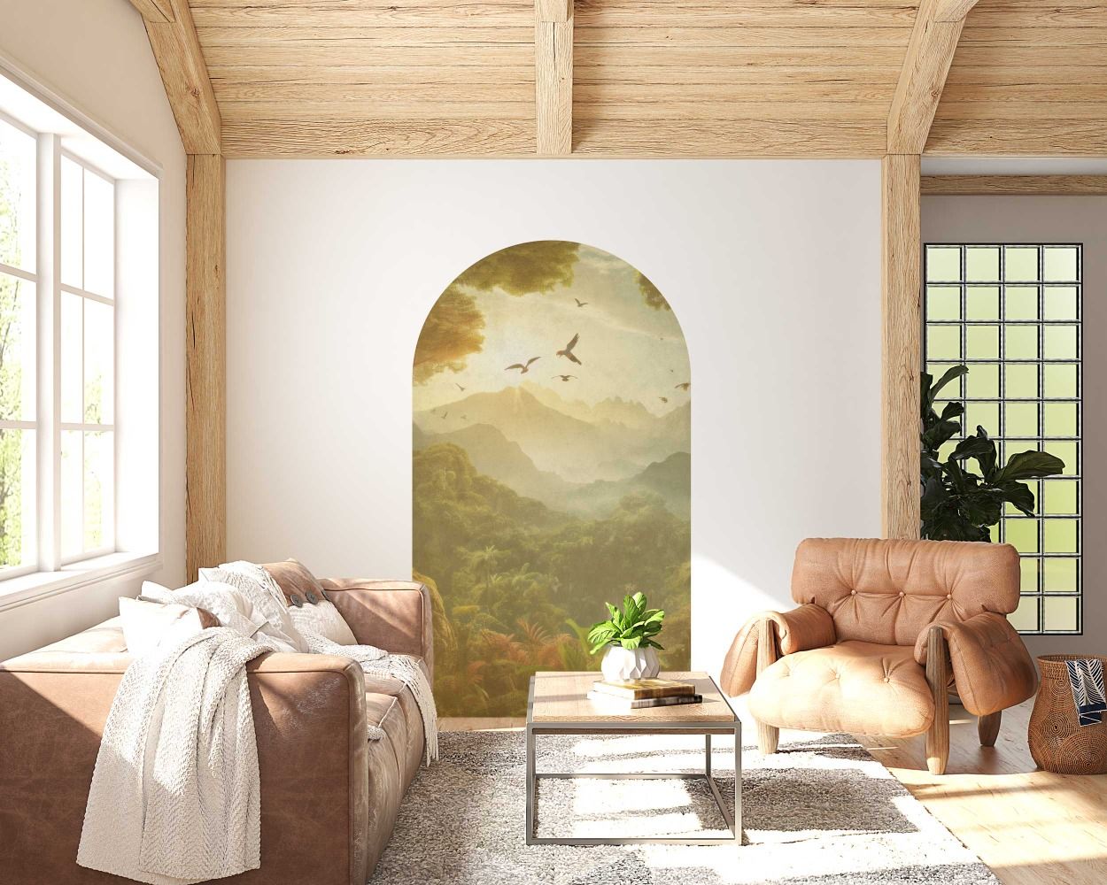 Beautiful Fog Old Classical Mountain Arch Wall Decals for Bedroom Decor 
