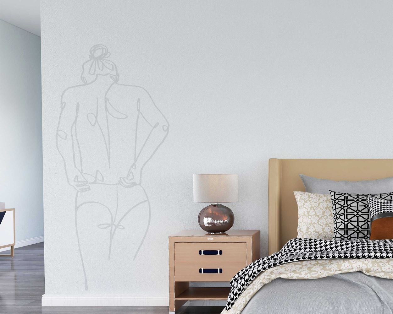 Best Beautiful Girl Back Body Single Line Art Wall Decals