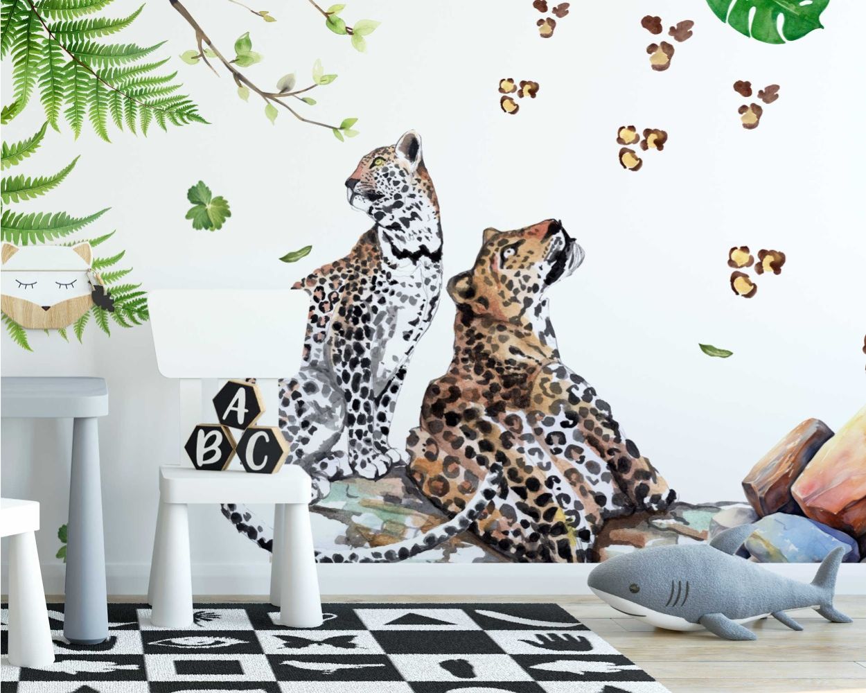 Best Beautiful Jungle Animals Group Cheetah Wall Decals For Nursery Decor 
