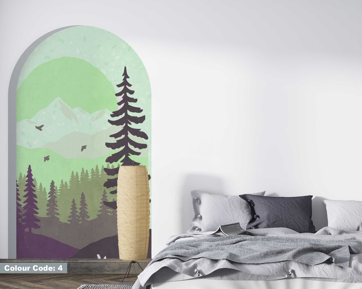 Best Beautiful Landscape Of Forest And Mountains Arch Wall Stickers 