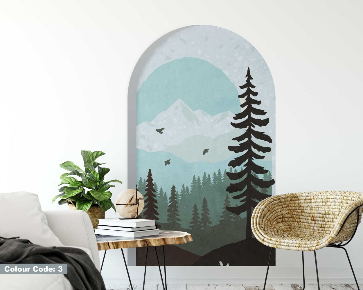 Best Beautiful Landscape Of Forest And Mountains Arch Wall Decals