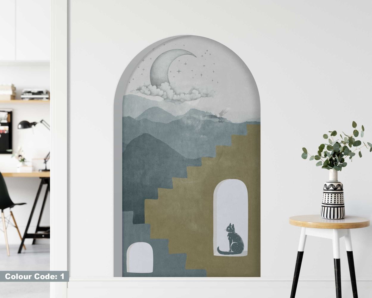 Best Stairs and Half-Moon Design Modern Arch Wall Stickers for Modern Home Decor