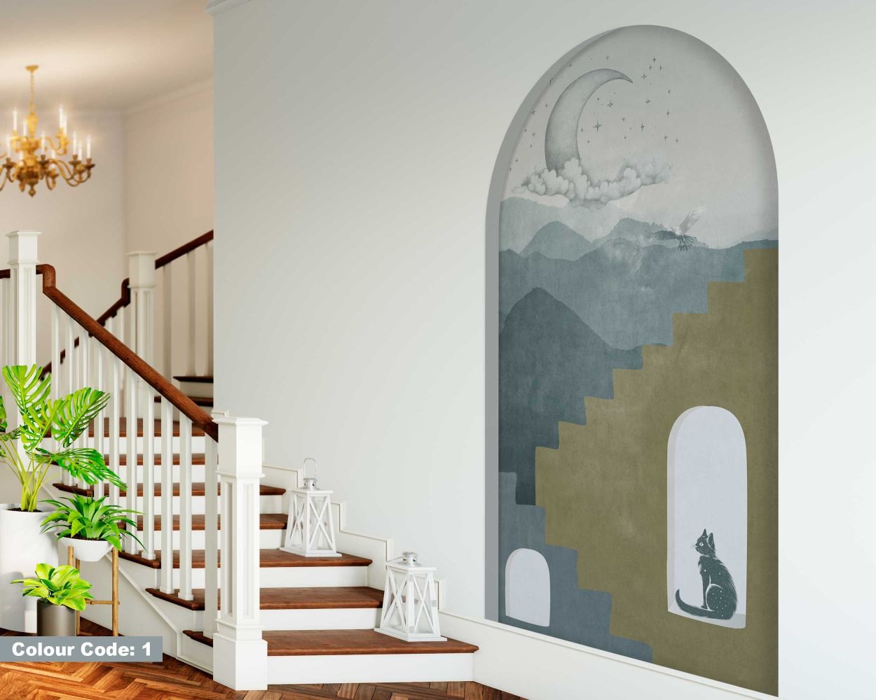 Best Stairs and Half-Moon Design Modern Arch Wall Decals for Modern Home Decor