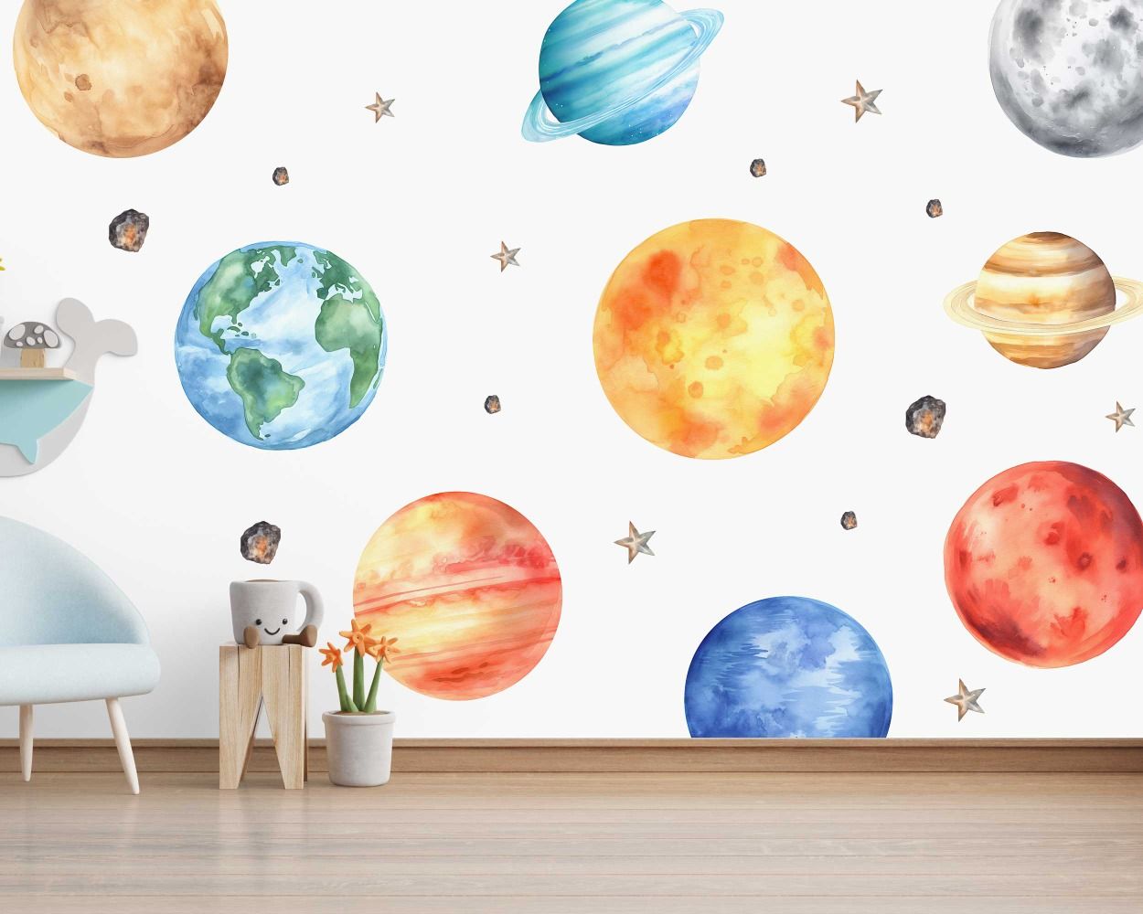 Best Beautiful Outer Space Solar System Planets Wall Stickers for Kids Room Decor