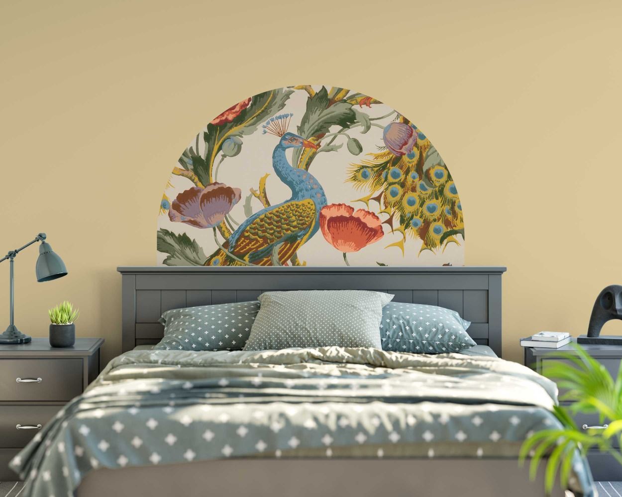 Best Beautiful Peacock and Flowers in Arch Wall Stickers