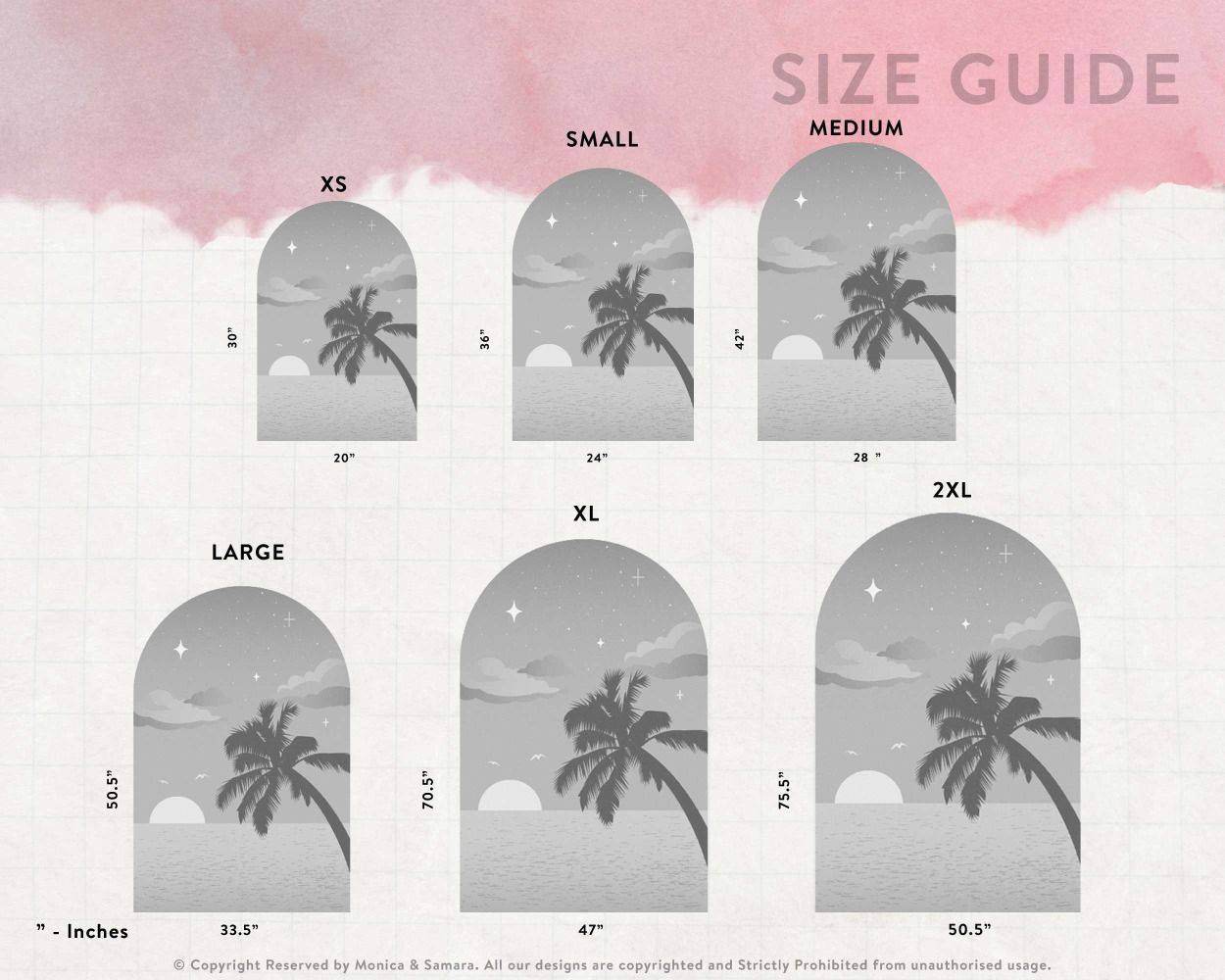 Beautiful Pink Purple Sunset With Palm Trees Beach View Wall Decals