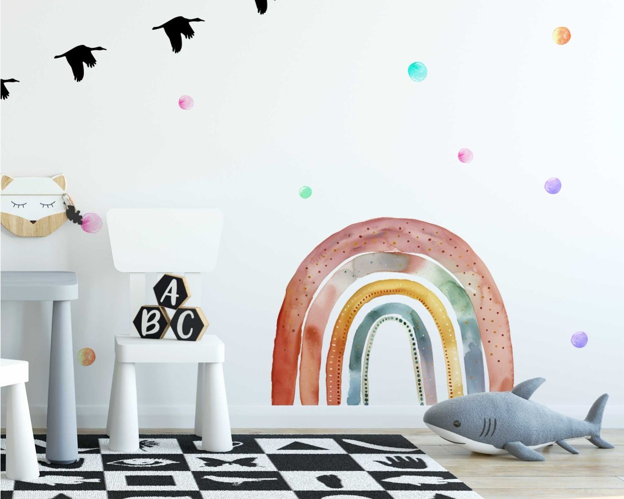 Best Beautiful Rainbow Watercolor Vinyl Wall Stickers For Kids Room Decor 