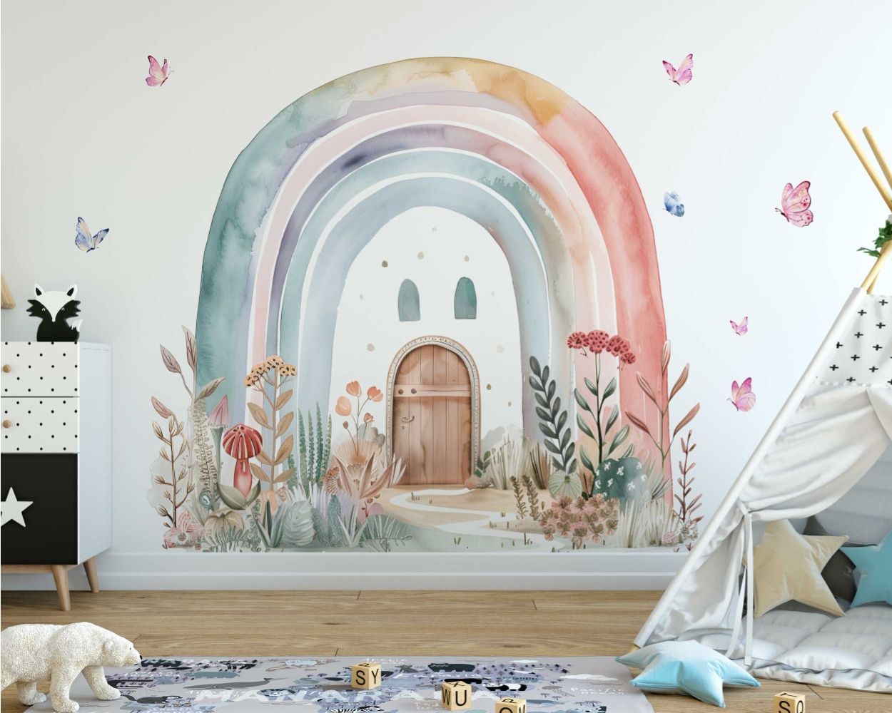 Best Beautiful Rainbow Watercolor Vinyl Wall Stickers