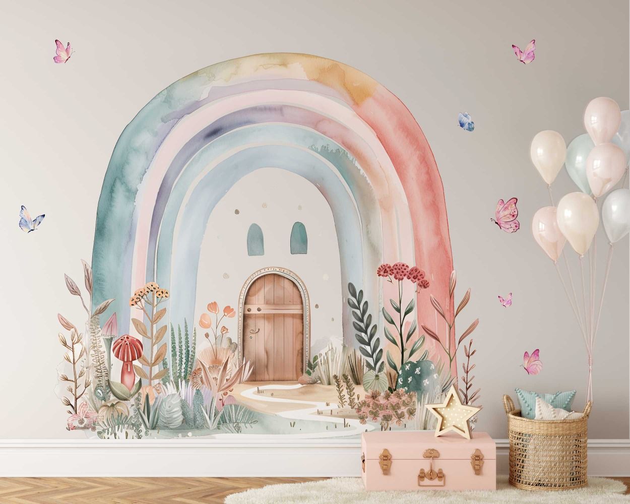 Beautiful Rainbow Watercolor Vinyl Wall Stickers