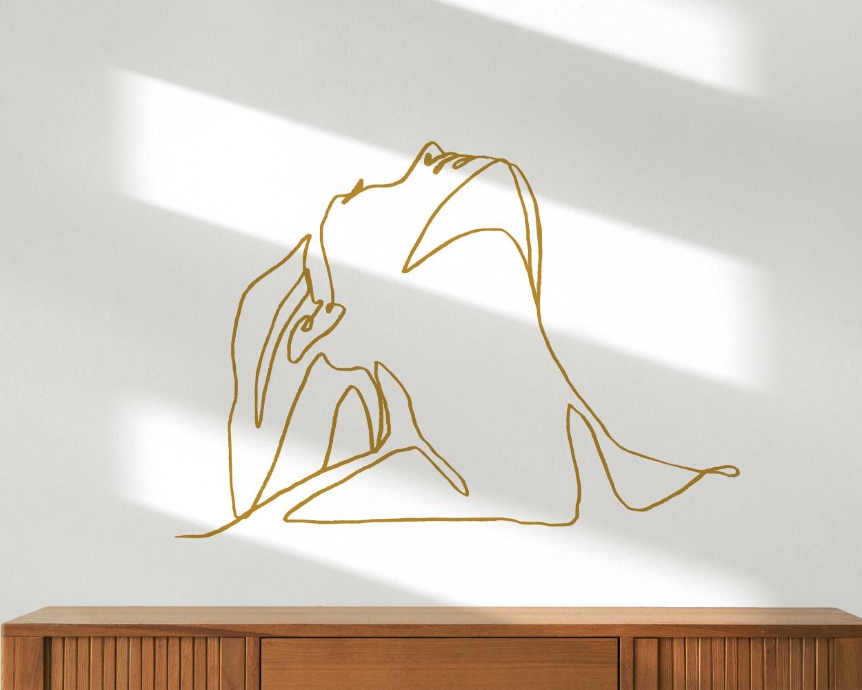 Best Beautiful Woman Looking Up One Line Art Wall Stickers
