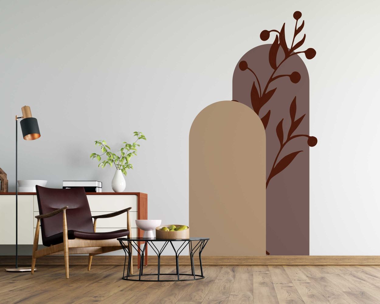 Best Boho Modern Arch And Leaf Wall Decals For Bedroom Decoration 