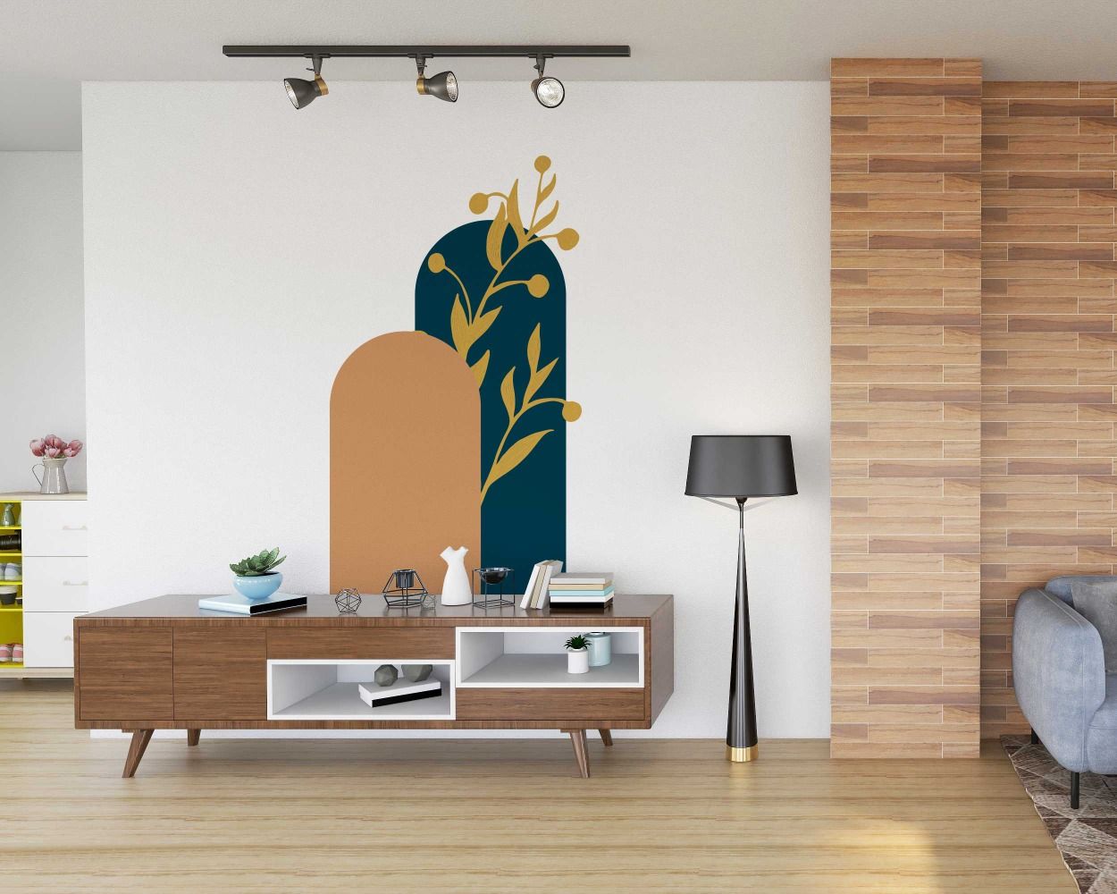 Best Boho Modern Arch And Leaf Wall Sticker For Bedroom Decoration 