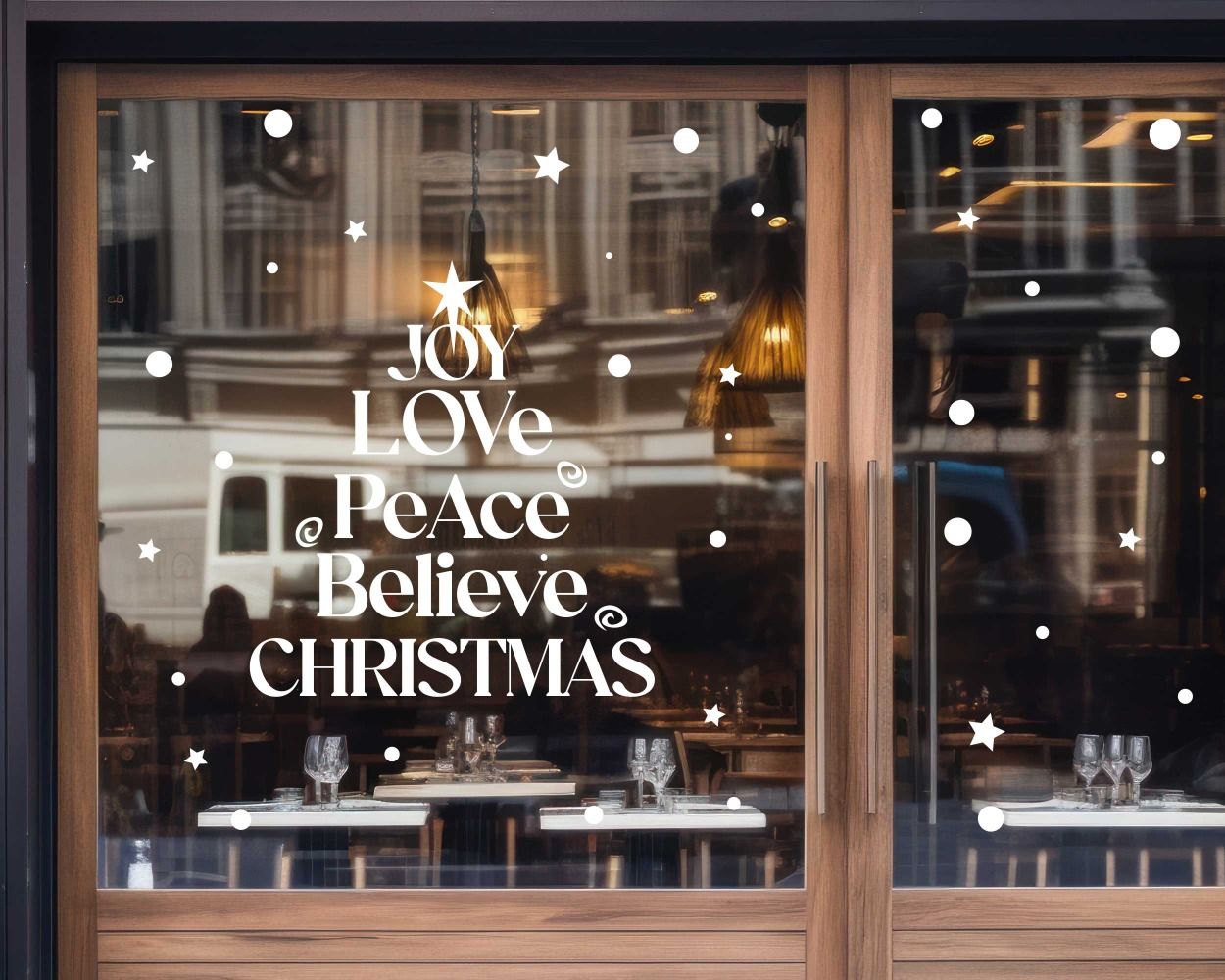 Joy Love Peace Believe Christmas Vinyl Stickers For Window Decor