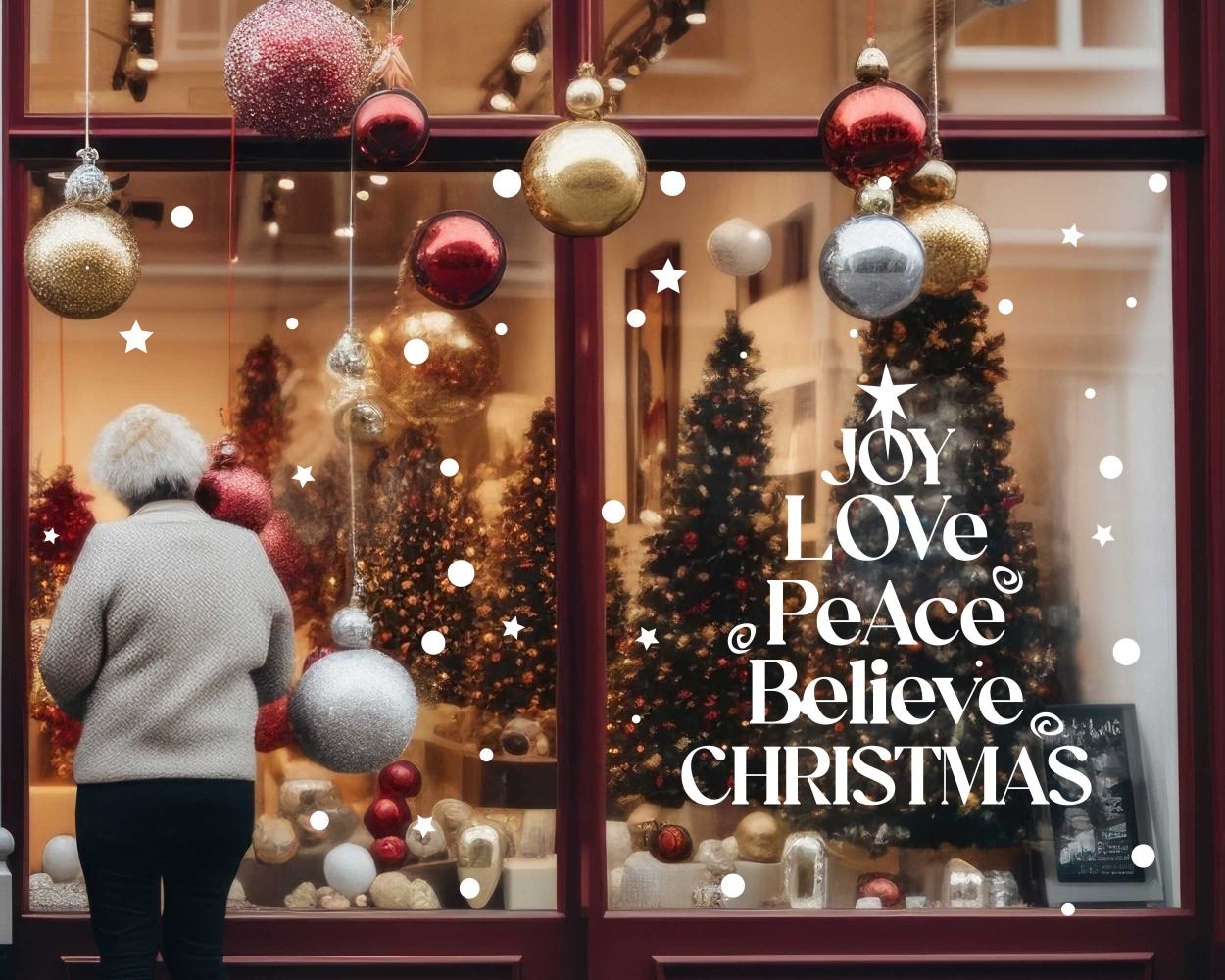 Joy Love Peace Believe Christmas Vinyl Decals For Window Decor