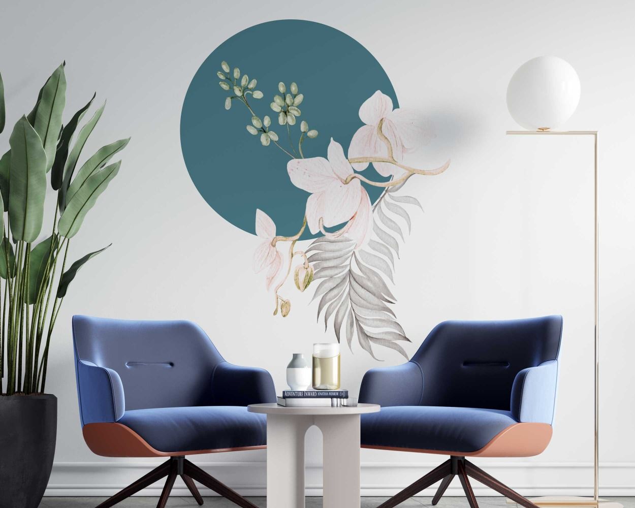Best Circle With Beautiful Floral Vinyl Wall Stickers For Bedroom Decoration 