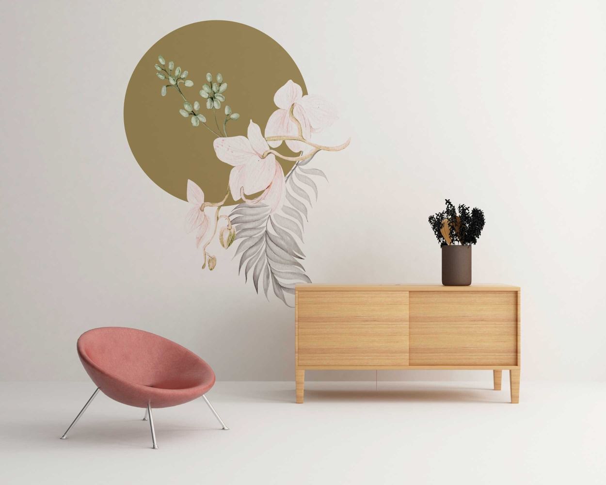 Best Circle With Beautiful Floral Vinyl Wall Decals For Bedroom Decoration 
