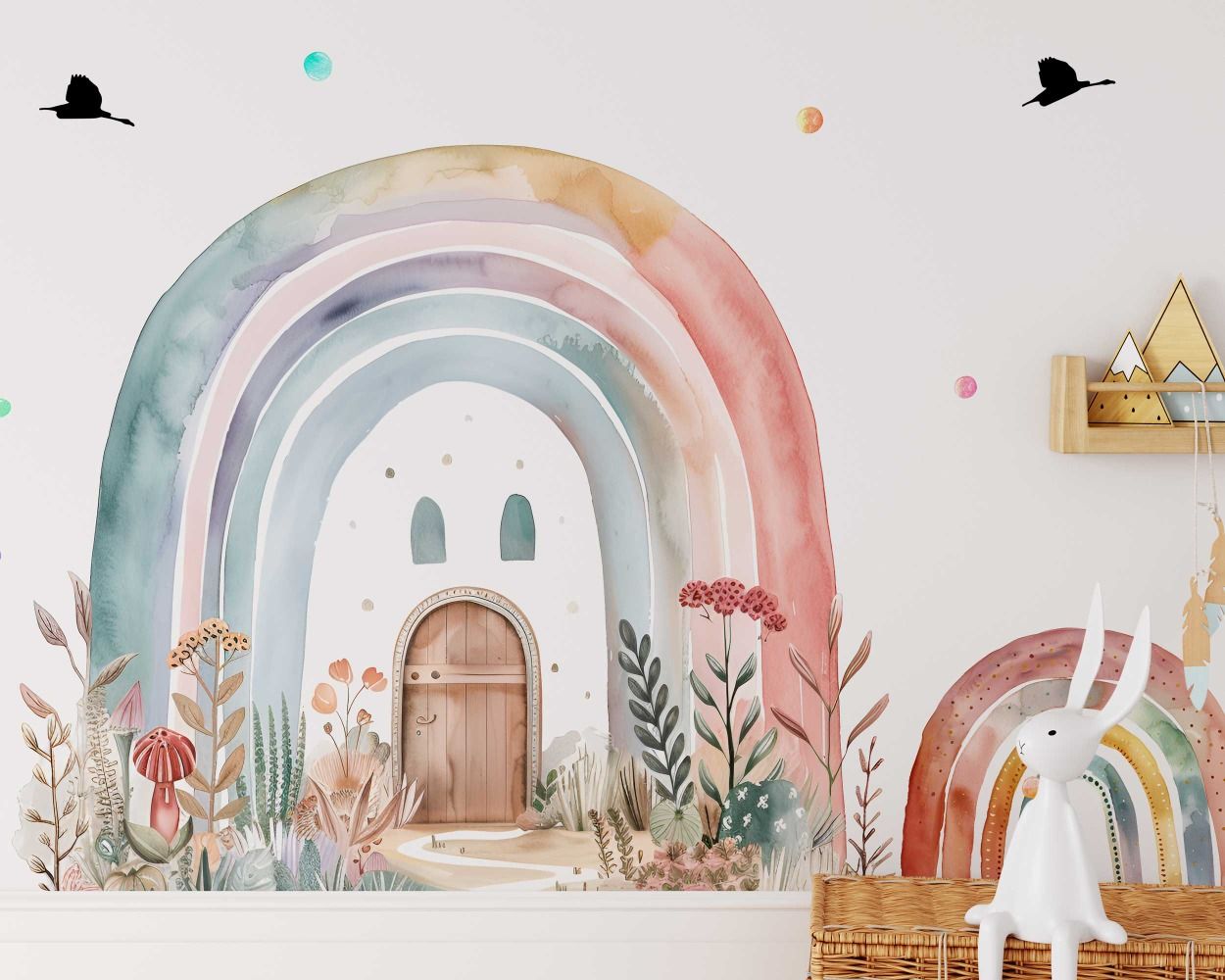 Best Beautiful Rainbow Watercolor Vinyl Wall Stickers