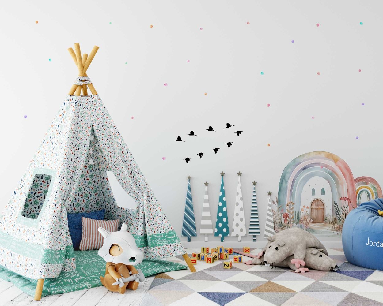 Best Beautiful Rainbow Watercolor Vinyl Wall Decals For Kids Room Decor 