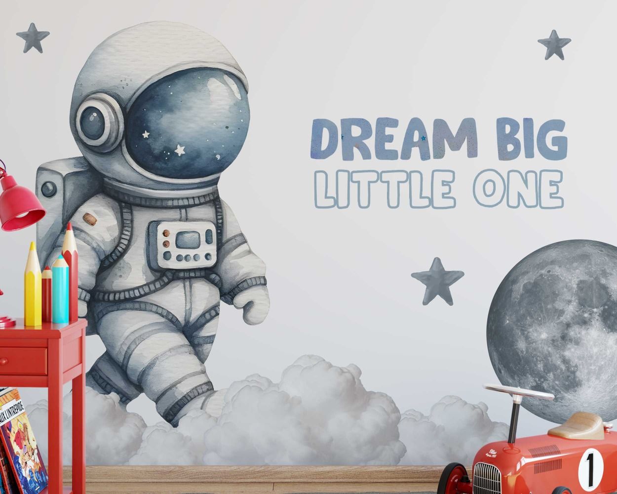 Best Dream Big Little One Space Astronaut Wall Stickers for Nursery Decor