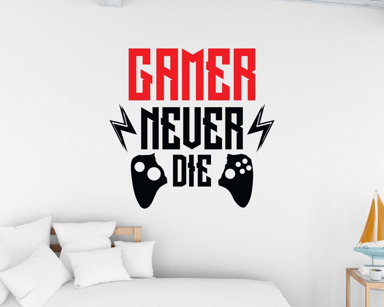 Gamer Never Die Wall Stickers For Gaming Room Decor And Gamer Cave