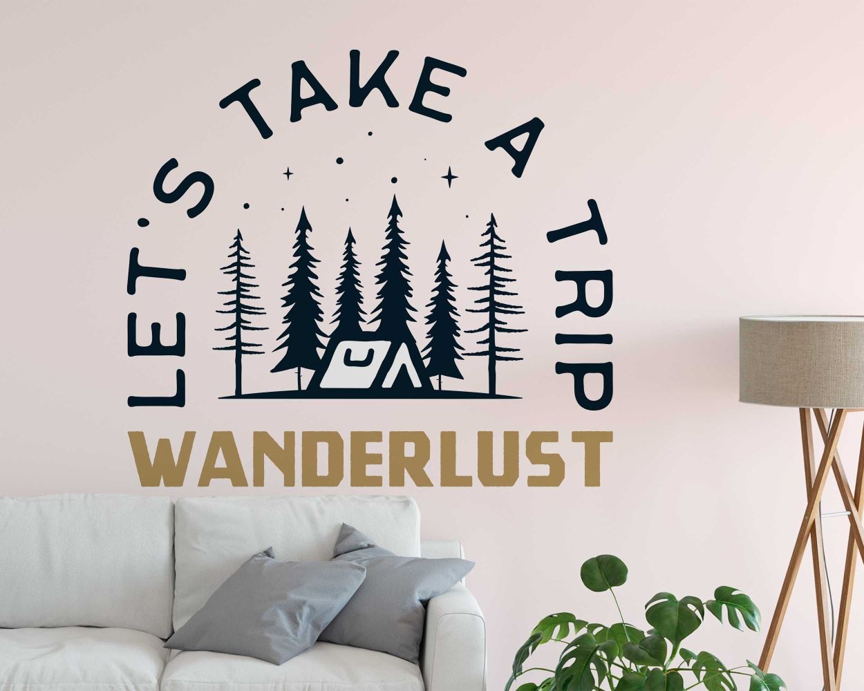 Wanderlust Lets Take A Trip Inspirational Quotes Vinyl Wall Stickers