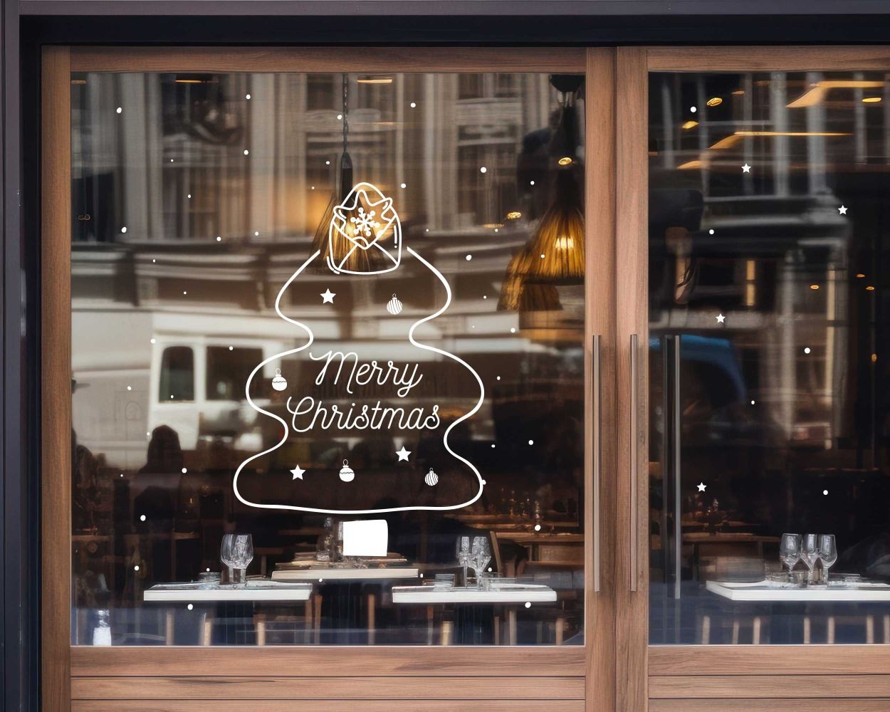 Best Merry Christmas Tree Festive Wall Decals For Glass Window Door Decoration