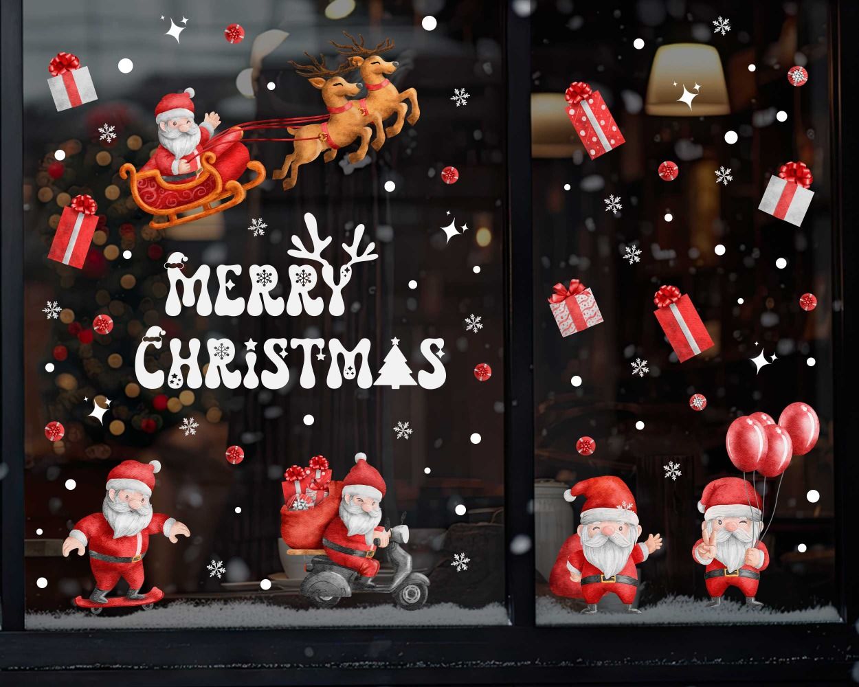 Merry Christmas Santa Claus Gifts Decals For Window Decoration