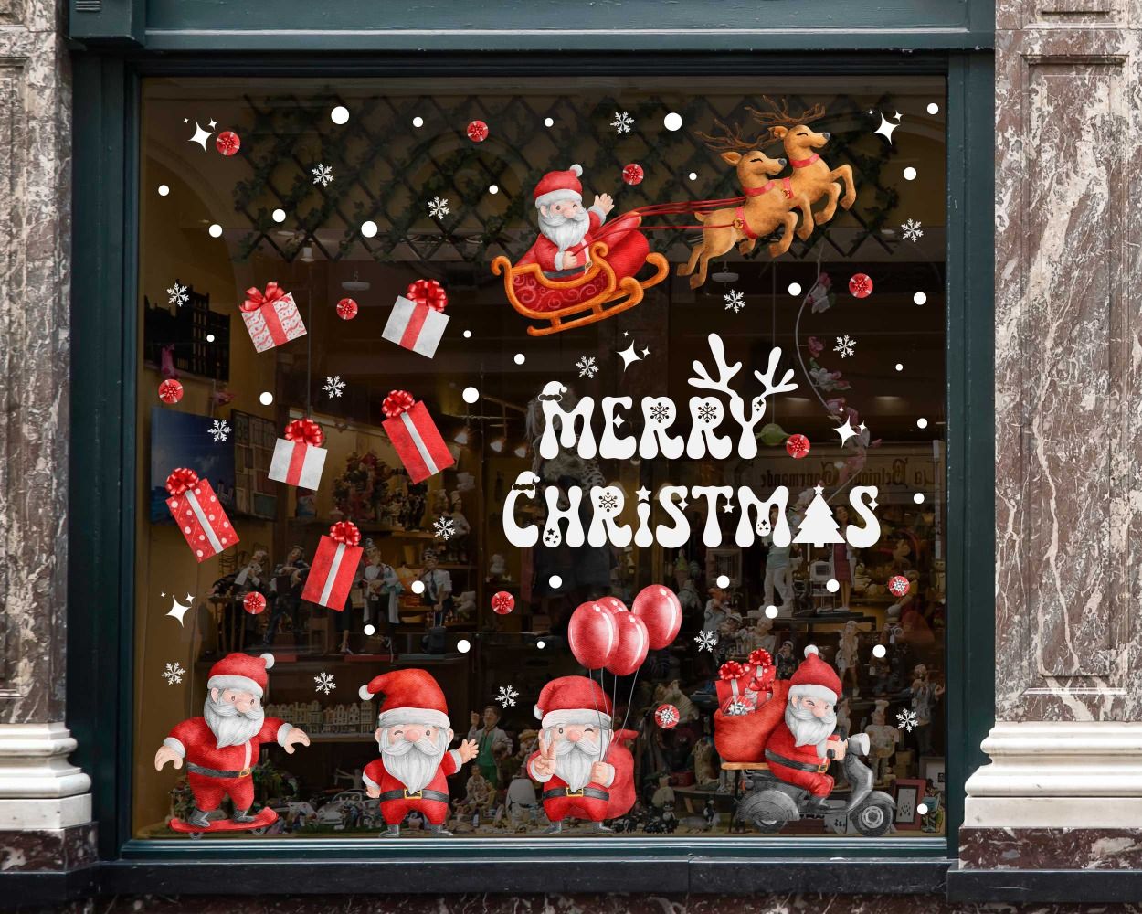 Merry Christmas Santa Claus Gifts Stickers For Window Decoration