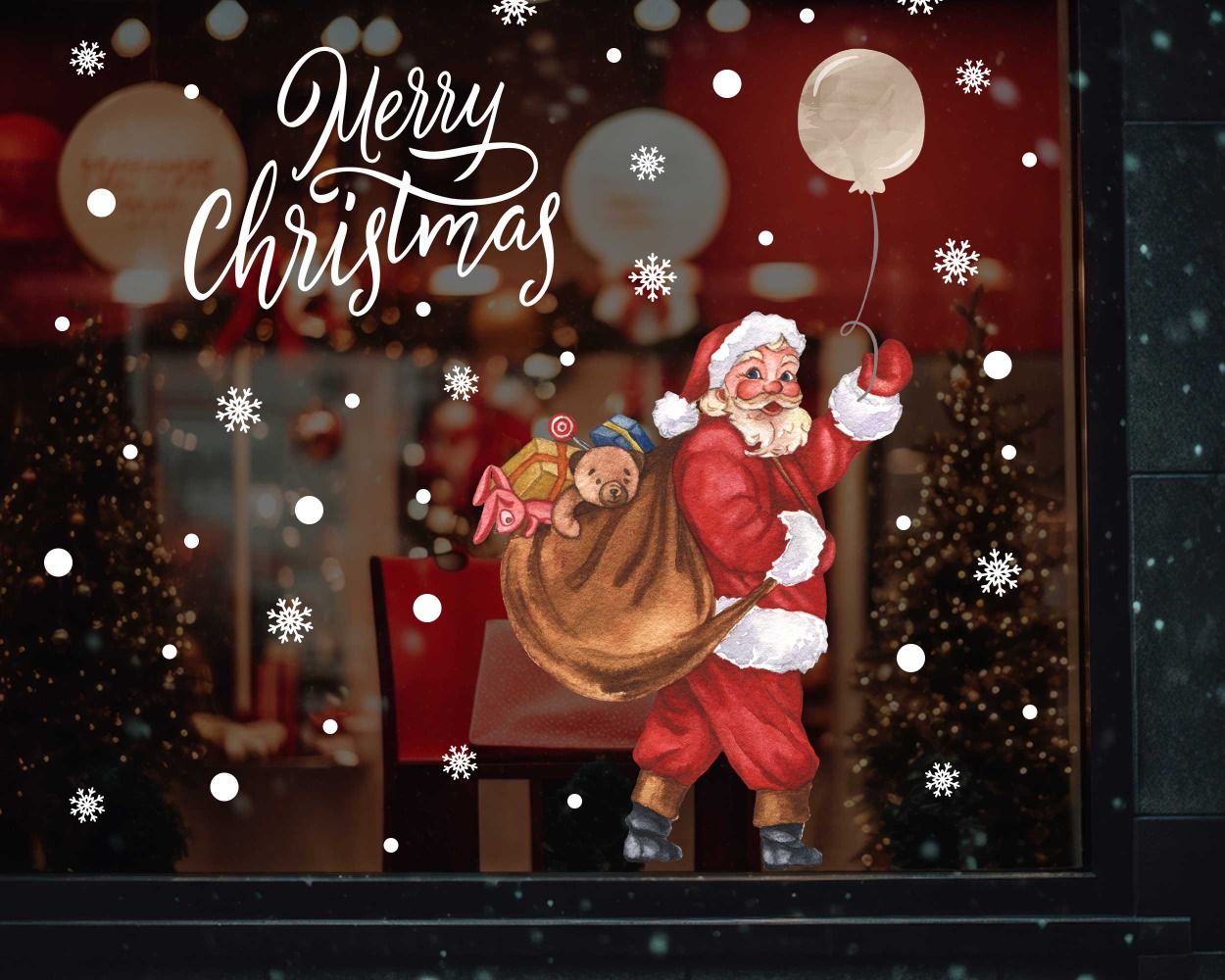 Merry Christmas Santa Claus Window Decals