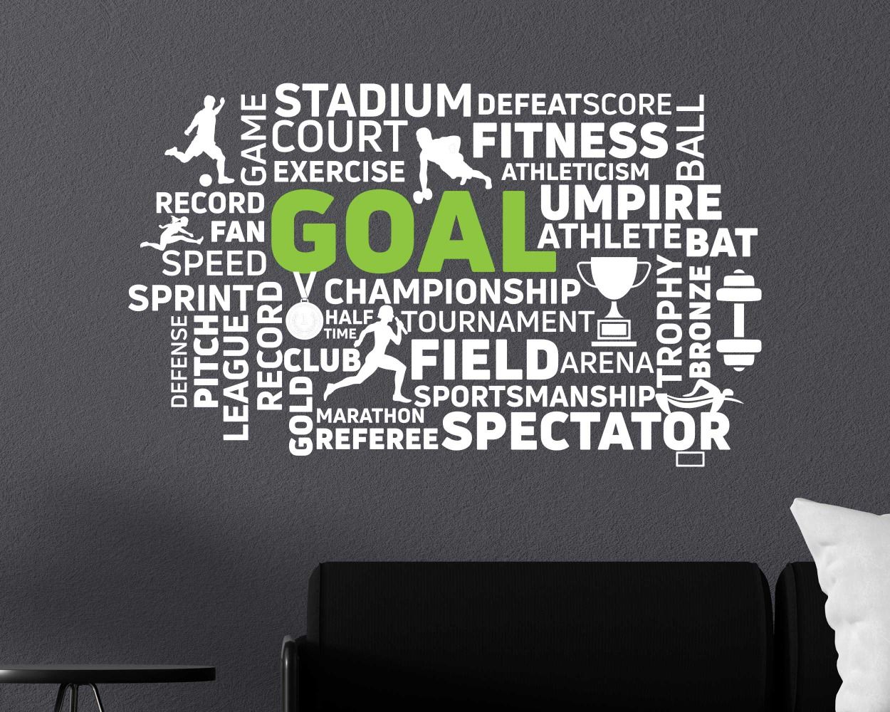 Goals Word Cloud Collage Motivational Quotes Vinyl Wall Stickers 