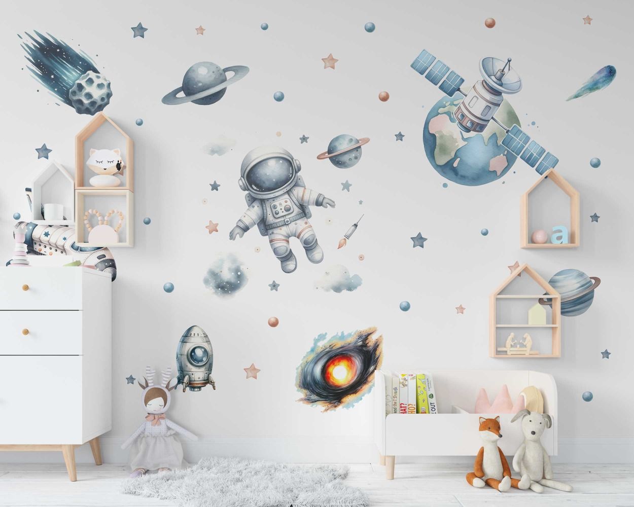 Best Beautiful Outer Space Planet Astronaut Wall Sticker for Nursery Decor