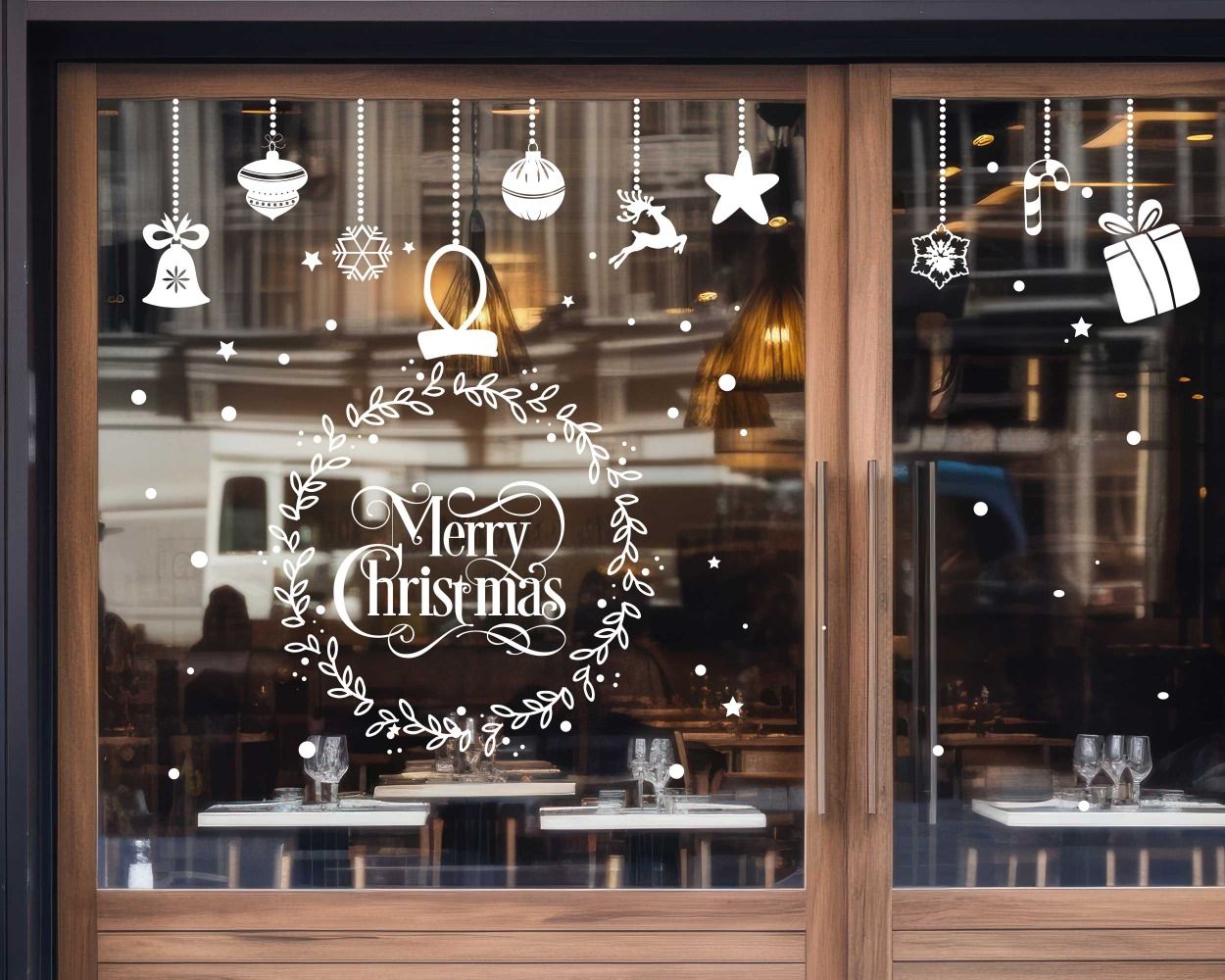 Best Creative Best Merry Christmas Ring Flower Stickers For Window Glass Decoration