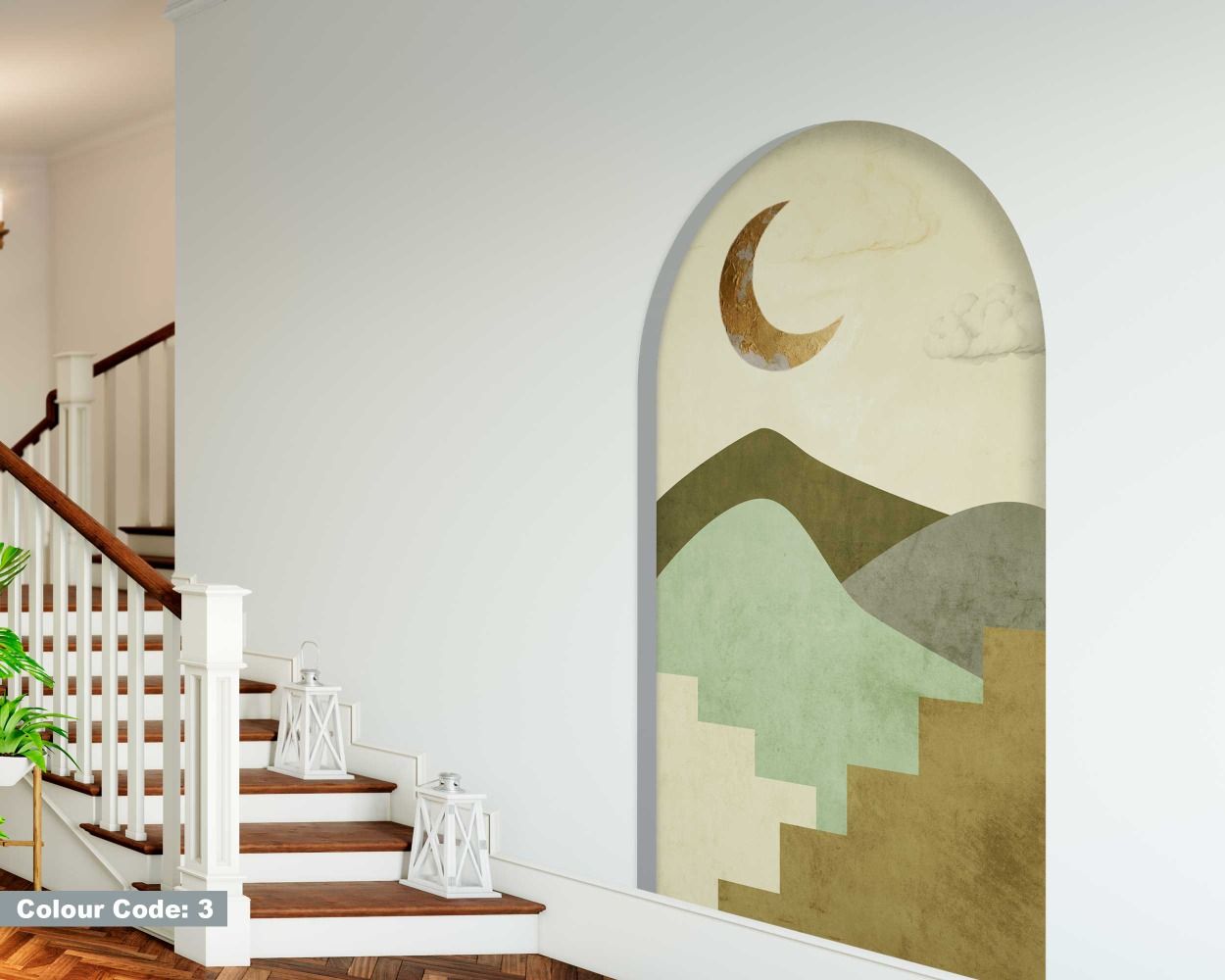 Best Stairs and Gold Moon Design Arch Wall Decals for Modern Home Decor
