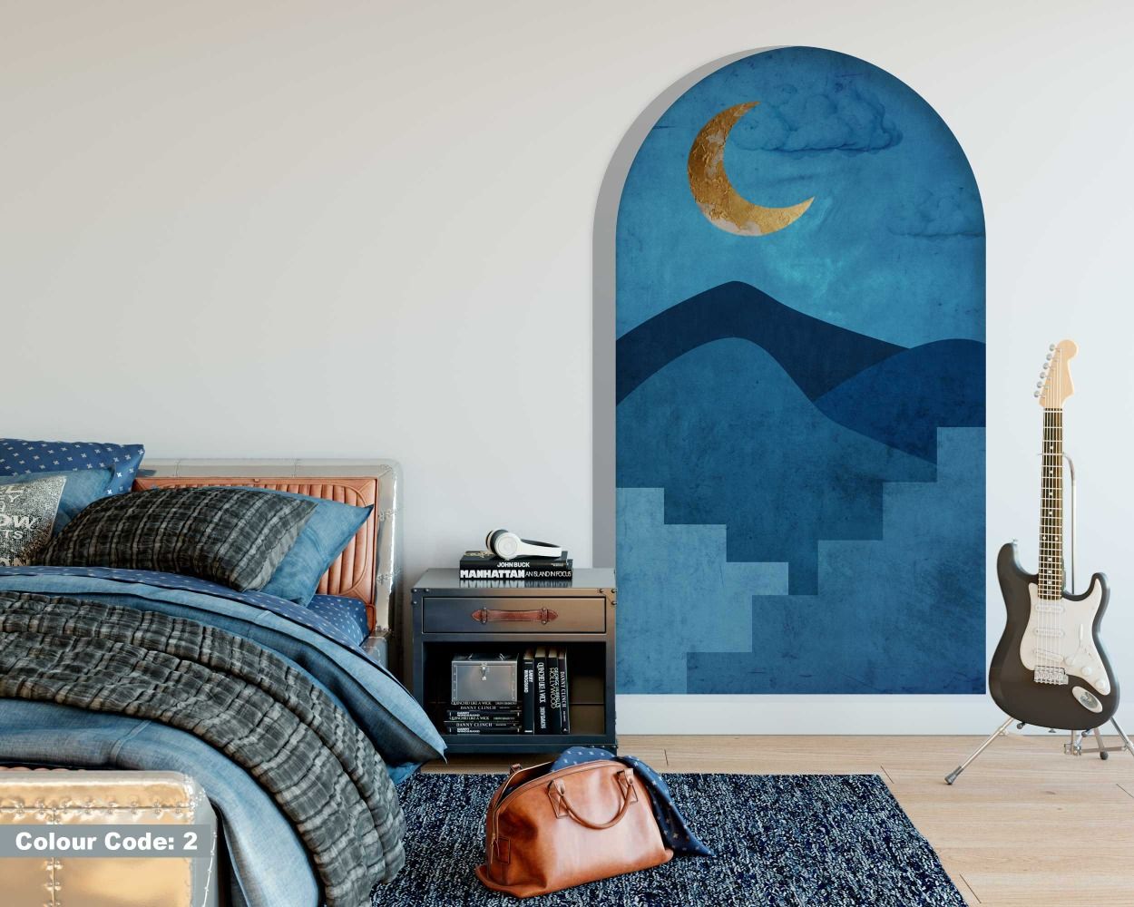 Best Stairs and Gold Moon Design Arch Wall Stickers for Modern Home Decor