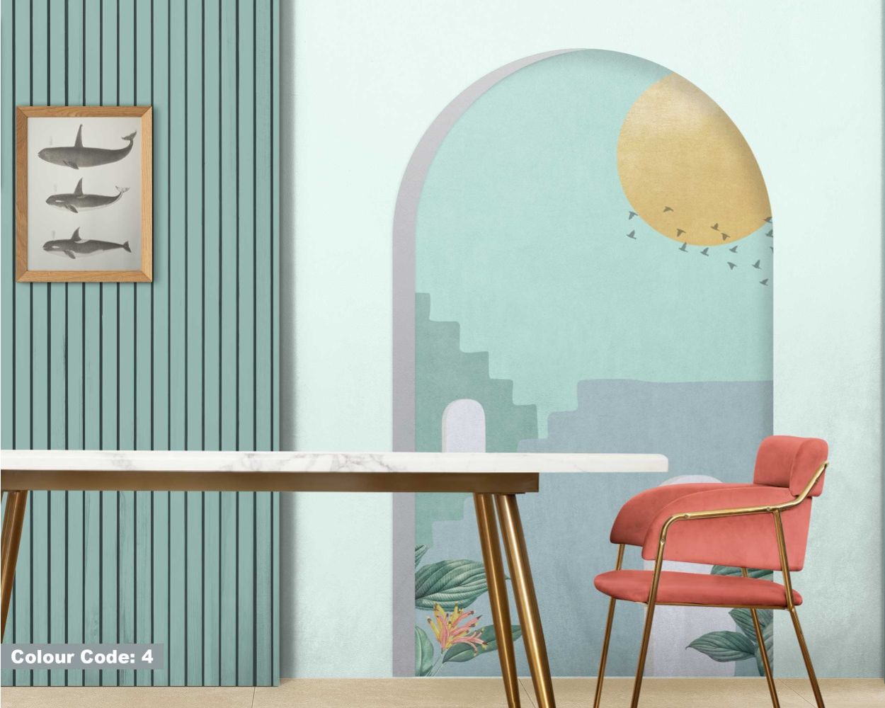 Minimalist Stairs and Sun Design Modern Arch Wall Stickers