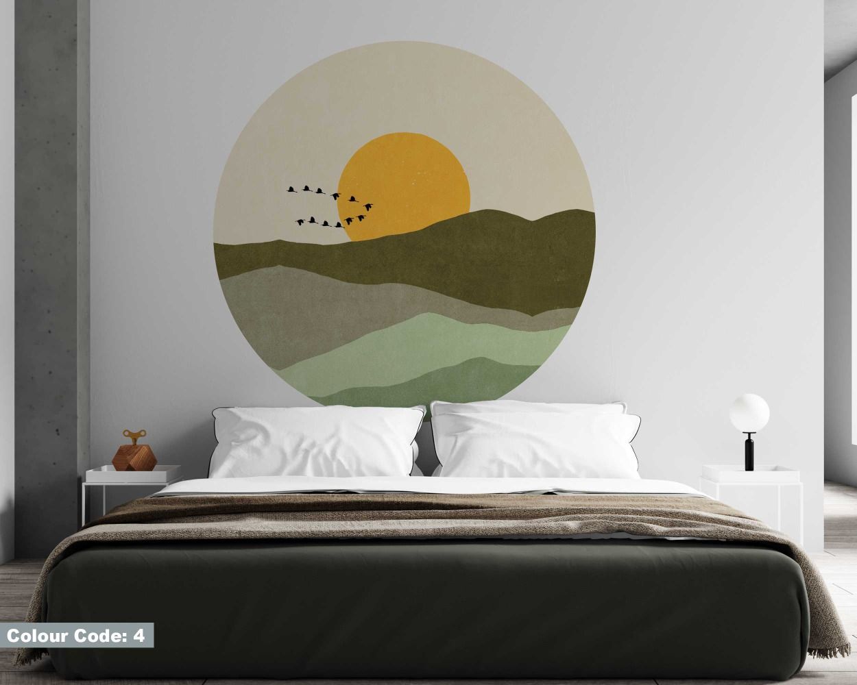 Best Sun Mountain Boho Vinyl Wall Stickers For Bedroom Decor 