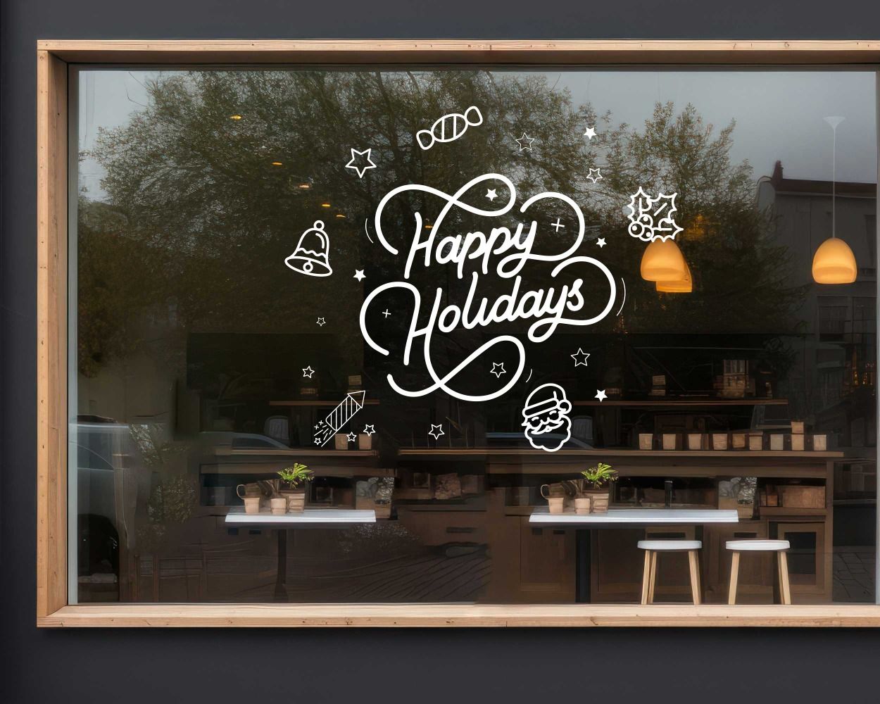 Best Happy holiday Christmas Stickers For Shop Window Glass Decor