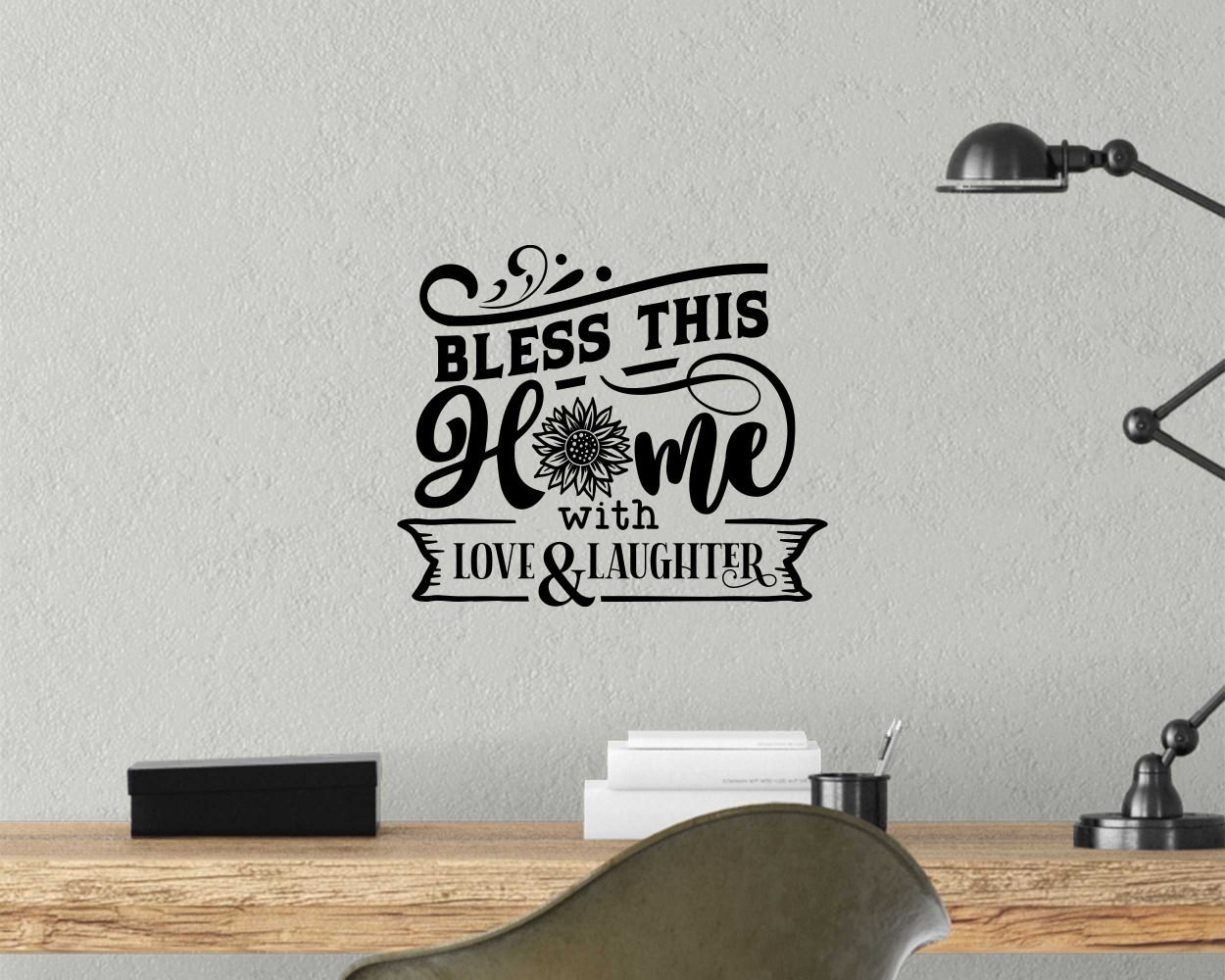 Bless This Home With Love And Laughter Wall Decals For Home Decoration