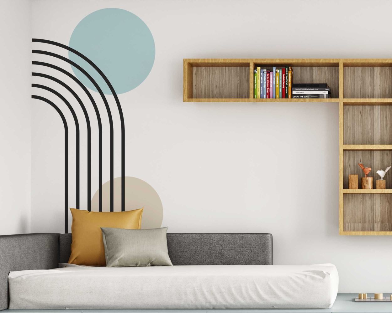 Bohemian Abstract Half Line Arch With Circle Wall Stickers